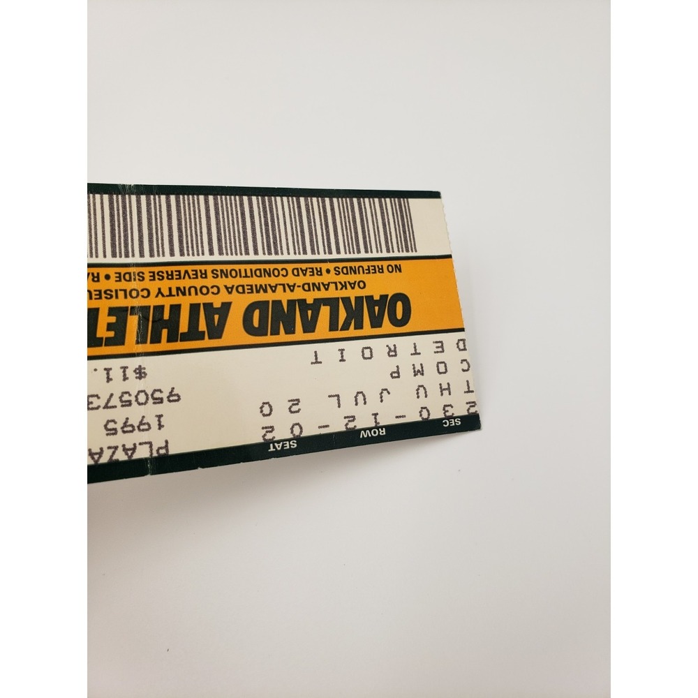 Oakland A's Ticket Stub 07/20/95 Vs Detroit Tigers Dennis Eckersley Save #314 - Picture 5 of 6